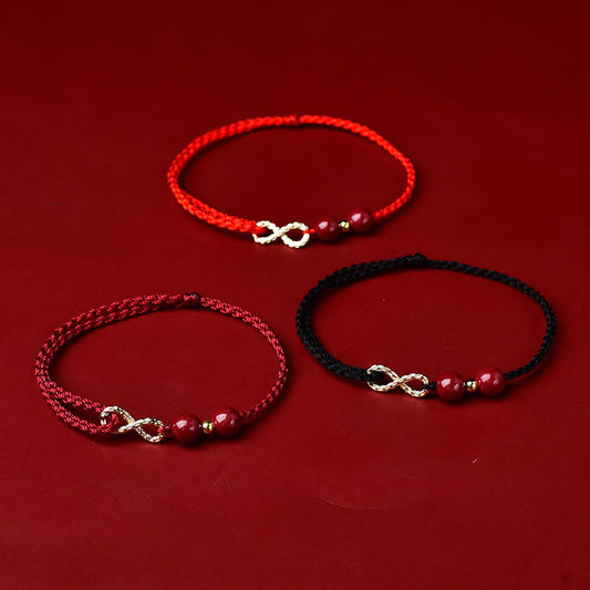 Hand-Woven Cinnabar Figure-Eight Bracelet