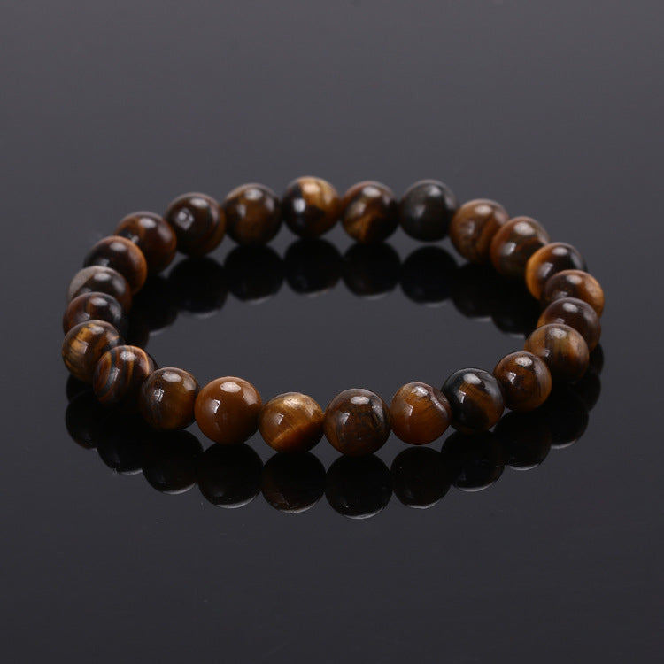 Tiger Eye & Volcanic Stone Beaded Bracelet