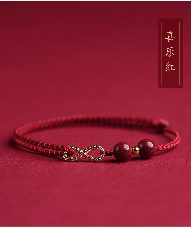 Hand-Woven Cinnabar Figure-Eight Bracelet